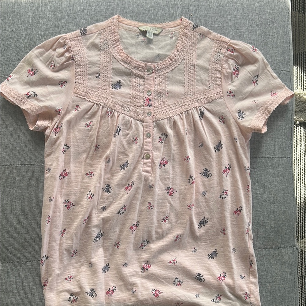 Lucky Brand Pink Floral Lace Top